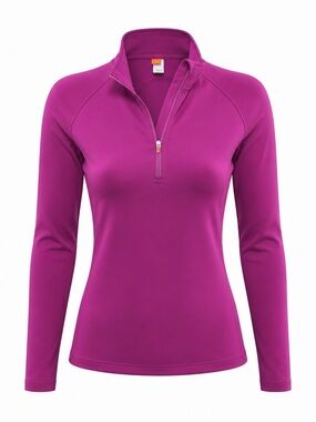 Lucy | Purplish pink fleece zip front long sleeve performance jacket size XL